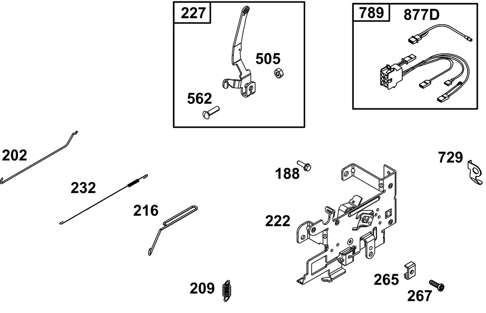 Controls Group Diagram and Parts List for 31R577-0038-B5 200000 - 399999 Briggs and Stratton Engine